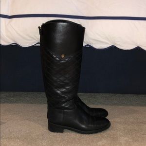 Tory Burch Black Leather Claremont Riding Boots